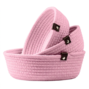 Wicker Handcrafted Eco-Friendly Minimalist Cotton Rope <b>Storage</b> Basket Modern Home <b>Organization</b> for <b>Laundry</b> Clothes Tools Bag - Product Image 1