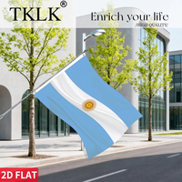 Drapeau argentin 3x5 pieds en polyester 100% durable avec œillets en laiton pour décoration extérieure de fête de football, jardin, bar