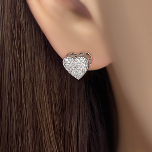 Ready to Ship 18K Gold Plated Non Tanish Cubic Zirconia Heart <b>Stud</b> Earrings for Women - Product Image 2