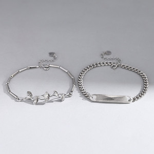 Three Lives Of Luck Couple Silver Bracelet Unisex Almond Leaf Design Engravable Gift Jewelry - Product Image 4