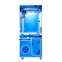 Machine de jeu d'arcade commerciale à grue à griffes, à monnayeur, 1 joueur, en verre trempé, avec LED bleues, pour attrape-peluches, thème animalerie
