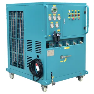 full oil less R134a R22 refrigerant recovery charging machine ac charging equipment 10HP ISO tank R410a recovery pump