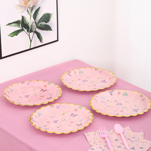 Juego de Vajilla Desechable DAMAI con Diseño de Mariposas Rosas, Platos, Vasos y Servilletas para Fiestas - Product Image 2