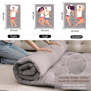 Colchão de Espuma de Látex Natural com Almofadas Removíveis, Reforçado, Refrescante, Antiestático, <span class=keywords><strong>Topper</strong></span> de Espuma de Memória Dobrável - Product Image 4