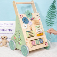 Andador Multifuncional de Madera para Niños Pequeños, Centro de Actividades con Reloj, Xilófono y Juguetes Educativos para el Aprendizaje Temprano