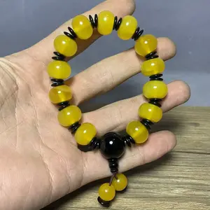 Antique Tibetan Chicken Oil Yellow Agate Obsidian Original Stone Bracelet for Men and Women Bracelet Fidelity Natural