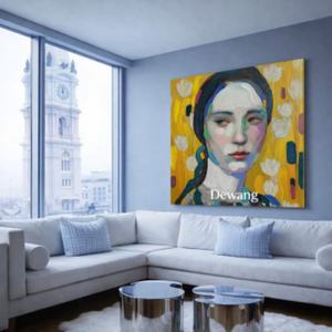 Tableau abstrait jaune vibrant peint à la main, style réaliste, décoration murale carrée pour entrée, décoration intérieure, œuvre d'art pour la maison - Product Image 2