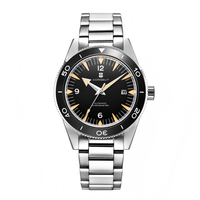 Montre mécanique automatique NH35 avec logo personnalisé, verre saphir, boîtier en acier inoxydable, bracelet sport, aiguilles lumineuses, étanche 200m