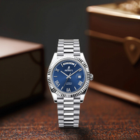 Montre mécanique pour homme de haute qualité, en acier inoxydable de luxe, automatique, cadran unique en forme de soleil, mouvement, cristal saphir, 10 ATM