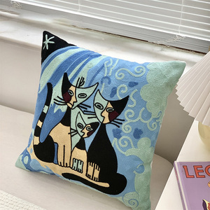 Trang trí nội thất mới thiết kế bông 18x18 dễ thương mèo gối Bìa thêu thiết kế - Product Image 5