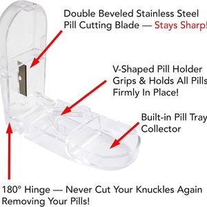 Caja de plástico transparente para cortar medicamentos para personas mayores, dispositivo portátil para dividir medicamentos con cortador de acero inoxidable - Product Image 4