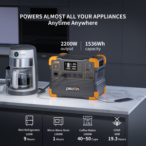 สถานีแบตเตอรี่ Pecron E1500LFP LiFePO4 ความจุสูง เครื่องกำเนิดไฟฟ้าพลังงานแสงอาทิตย์แบบพกพา กำลังไฟสูง 2200w พาวเวอร์แบงค์สำหรับการตั้งแคมป์ - Product Image 2