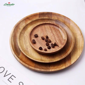 Plateau de service en bois massif de style japonais, rond, en bois d'acacia, pour le thé, les en-cas, le pain, les fruits, les gâteaux - Product Image 4
