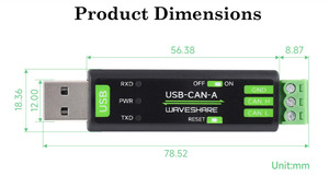 El adaptador de <span class=keywords><strong>USB</strong></span> a CAN de 1 a 2, compatible con el desarrollo secundario de velocidad de baudios CAN personalizada y el almacenamiento de apagado, portátil, fácil de usar - Product Image 5