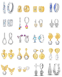 New Colorful Four-Leaf <strong>Clover</strong> Long-Style Stud Earrings-925 Silver Zircon Engagement Gift for Valentine's Day &amp; Birthday - Product Image 1