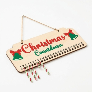 Calendario de Adviento de Madera con Soporte para Bastones de Caramelo, Decoración Navideña para Colgar en la Pared, Decoración Festiva Reutilizable - Product Image 6