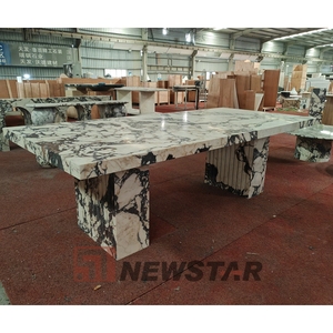 <span class=keywords><strong>Mobili</strong></span> in marmo di lusso italiano su misura di grandi dimensioni rettangolare Calacatta <span class=keywords><strong>Viola</strong></span> <span class=keywords><strong>Viola</strong></span> Base quadrata tavolo da pranzo in marmo - Product Image 6