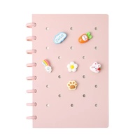 Carnet à spirales A5 pour l'école, pages intérieures remplaçables, 80 feuilles, couverture en PP, bouton champignon, journal à feuilles mobiles DIY, accessoires de dessin animé