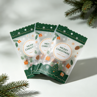 Sachets refermables en aluminium rouge imprimé, qualité alimentaire, avec fermeture éclair, pour biscuits de Noël et bonbons