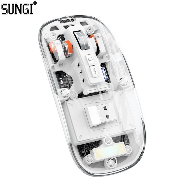 Wireless Mouse Transparent Slim Silent Mice 2.4G and BT Three Mode Rechargeable Magnetic for Notebook PC Laptop Computer MacBook