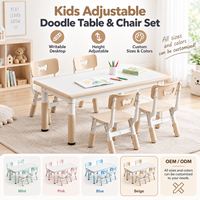 Ensemble table et chaise pour enfants Pastel Kids Doodle pour l'apprentissage à domicile et en maternelle avec plateau facile à nettoyer et couleurs personnalisées