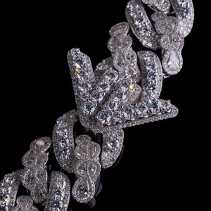 <span class=keywords><strong>Collana</strong></span> a catena cubana con <span class=keywords><strong>aereo</strong></span> in argento sterling 925, montatura a castone da 22 mm con diamante Moissanite taglio fantasia - Product Image 4