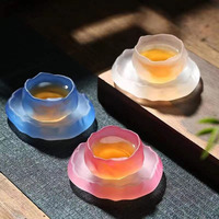 Tasse à thé Kung Fu en verre émaillé dégradé givré coloré de style japonais pour la dégustation et les cadeaux