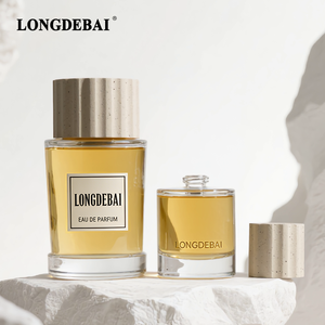 Botella de Perfume de Vidrio Cilíndrica Personalizada de Estilo Retro de 30 ml, 50 ml, 100 ml, Botella de Perfume Vacía Transparente con Pulverizador y Tapa a Rayas - Product Image 2