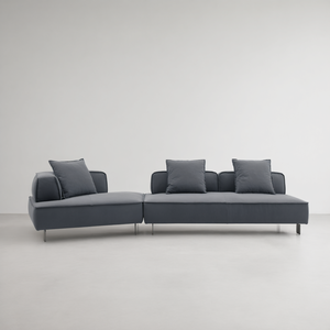 Canapé modulaire moderne à accoudoirs en blocs, profil bas, assise profonde, coussins de dossier capitonnés, pour salon, appartement, villa - Product Image 1