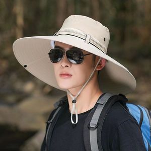 Outdoor Wide Brim Bucket <b>Hat</b> For Men Breathable Sun Protection Hiking Fishing <b>Hat</b> <b>Summer</b> Quick Dry Navy Blue Adult Sports Cap - Product Image 4