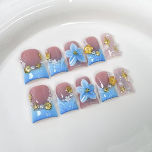 Betifnail Precio al por mayor de moda hecho a mano Press-On Nail Set forma de pato corto cubierta completa <span class=keywords><strong>uñas</strong></span> postizas artificiales dedos - Product Image 2