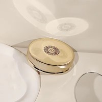 Nouvel Étui de Luxe en Plastique Plaqué Or pour Coussin d'Air, Vente en Gros, Étui Vide Portable Rond pour Fond de Teint Liquide