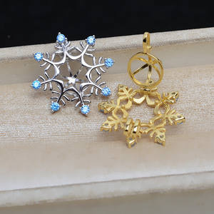 Perles en argent S925 de style flocon de neige, non poreuses, 7-8 mm, pendentif vide, support pour bijoux DIY, trouvailles et composants - 5281 Cage à flocons de neige - Product Image 2