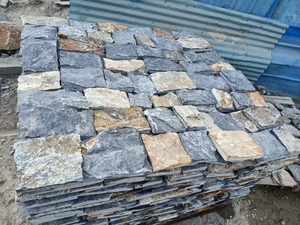 Carreaux d'ardoise en pierre de château rouillée et grise naturelle Revêtement mural aléatoire et rugueux pour sol et mur extérieurs - Product Image 5
