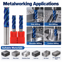 3mm Blaue Nano-beschichtete Hartmetall-Schaftfräser mit 4 Schneiden, Flachfräser, Seitenschlitzfräser für Stahl, Metall, CNC-Werkzeuge