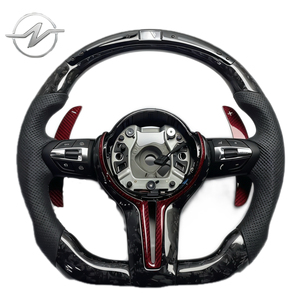 Volant de direction sport en fibre de carbone rouge et cuir perforé pour F30 F32 F10 F20 F07 F01 E46 E60 E90 M3 M4 M5 <span class=keywords><strong>M7</strong></span> - Product Image 1