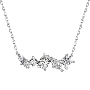 Collar de Plata de Ley 925 con Cadena Delgada y Circonitas, Diseño Moderno y Sencillo para Mujer, con Colgante de 5 Piedras, Regalo para Boda, Aniversario, Compromiso o Fiesta - Product Image 1