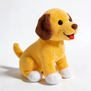 Jouet en peluche jaune pour chien avec oreilles brunes et pattes blanches, animal en peluche assis pour enfants de 3 ans et plus - Product Image 2