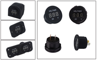 Voltmeter Amperemeter Digital LED Mobil 12V AC Hijau IP65 Tahan Air DC 6-30V Sensor Suhu