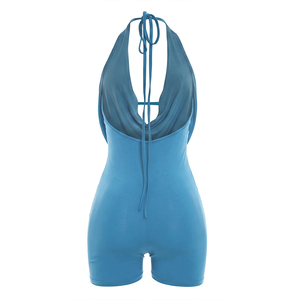 Viviblook D26RP235 Nuevo Mono Sexy para Mujer, Estilo Clubwear, Sin Mangas, Color Sólido, Cuello Halter, Espalda Descubierta con Cordones, Casual, de Una Pieza - Product Image 6