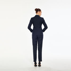 Costume pour femme en twill haute densité <span class=keywords><strong>bleu</strong></span> <span class=keywords><strong>marine</strong></span> - Tenue de bureau haut de gamme à double boutonnage - <span class=keywords><strong>Pantalon</strong></span> de bureau <span class=keywords><strong>bleu</strong></span> <span class=keywords><strong>marine</strong></span> - Product Image 6