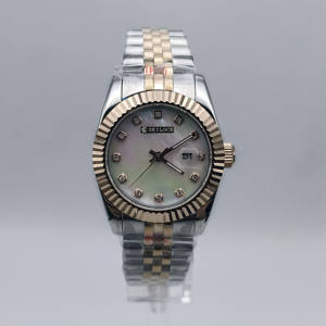 Nuevo Reloj de Lujo para Mujer NH05 con Esfera de Diamantes, Plateado, Oro Rosa, Cristal de Zafiro Luminoso - Product Image 1