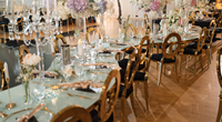Tables modernes de luxe en forme de S, chromées, courbées, en forme de vague, pour les mariages, les événements et les banquets