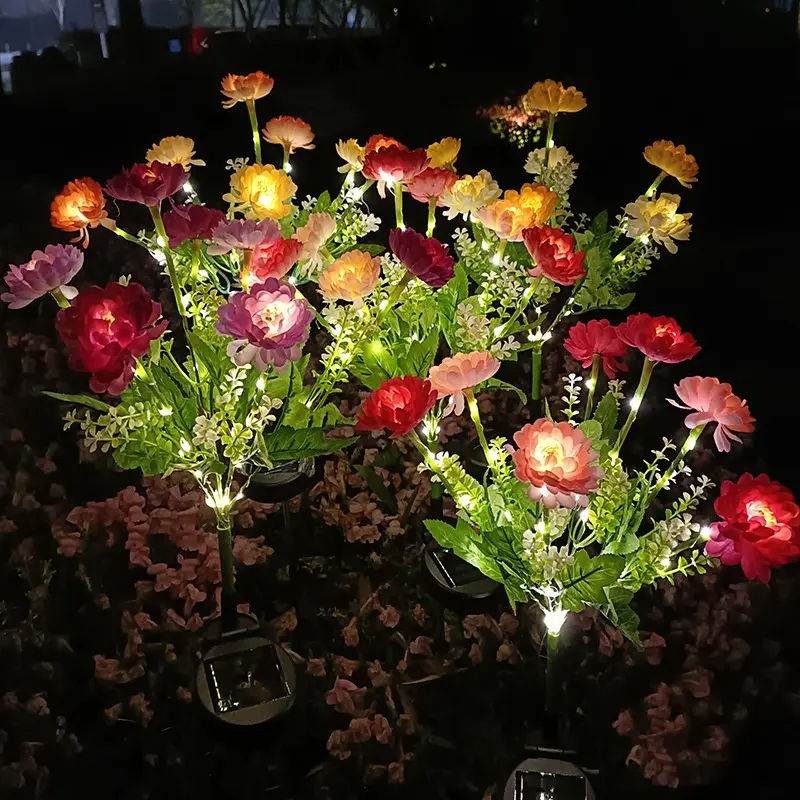 Waterproof High Quality Led Solar Snow Lotus Flower Garden Light Decorative Garden Lamp For Pathway Patio Yard Party Wedding