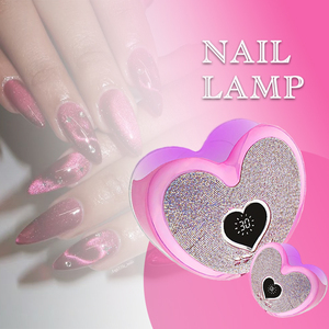 Pink Heart Shape UV LED Nail Lamp Rechargeable Diamond Design Plastic Electric Portable Gel Curing Dryer for Home Salon Use - Product Image 1