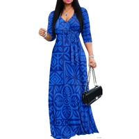 Robes maxi grande taille pour femmes rondes, robe longue décontractée d'été, semi-formelle, manches 3/4, col en V, robe fluide avec poches et ceinture