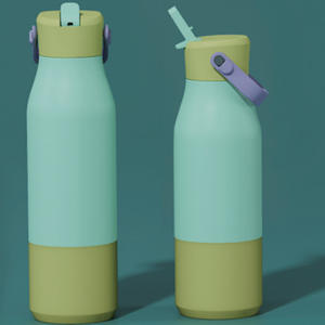 Gran oferta, recién llegado, vaso aislado, botella de agua de acero inoxidable con mango de paja, vaso de senderismo para deportes de viaje - Product Image 1