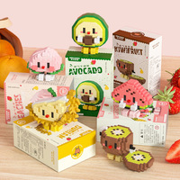 Jouets Micro-Blocs de Construction en Plastique Amusants : Figurines et Aliments (Hamburger, Avocat, Pain, Croustilles, Gâteau, Ananas, Lait, Briques)