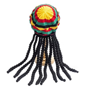 Chapeau arc-en-ciel jamaïcain tricoté, avec fausses tresses et béret, chapeau de Noël Rastafari avec dreadlocks - Product Image 1