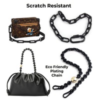 Chaîne de sac en alliage de zinc avec strass et pierres précieuses, breloque dorée scintillante, maillons lourds transparents pour femmes, vente en gros, style design de luxe